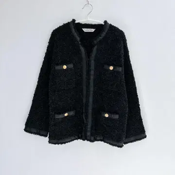 트라쪼돈나 리본 트위드 골드 버튼 노카라 자켓 가디건