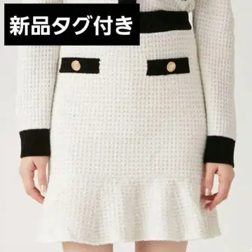 LILY BROWN x MARY QUANT 트위드 니트 스커트 화이트