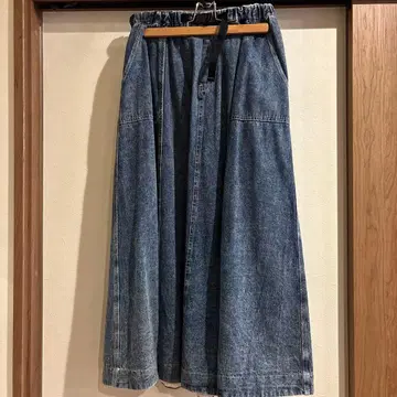 데님 롱 스커트 허리밴딩