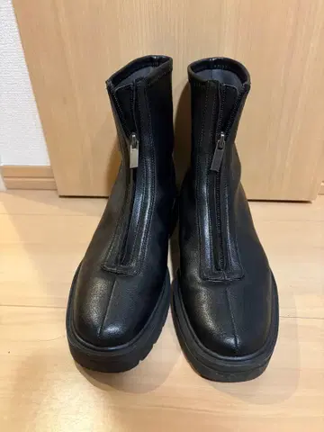 르탈론 GRISE 부츠 프론트 지퍼 블랙 가죽