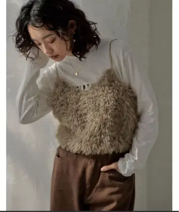 티베트 라무 인조 모피 뷔스티에