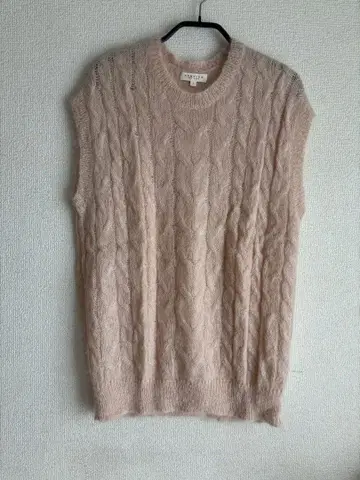 DEMYLEE 모헤어 핑크 베이지 케이블 니트 베스트 S