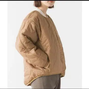 옴네스 퀼팅 노카라 자켓 블루종 숏코트