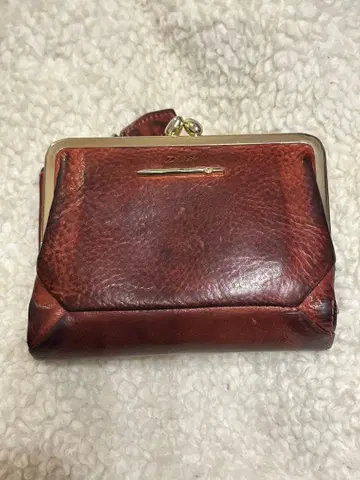 다코타 Dakota 가죽 이단 접이 가마구치 지갑 오렌지 빈티지