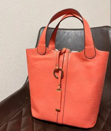 코랄 핑크 가죽 백 2way