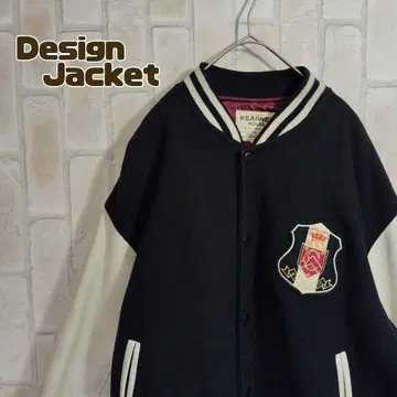 디자인 바시티 자켓 가죽 블랙 와펜 자수