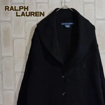 랄프 로렌 가디건 니트 블랙 숄카라 자수