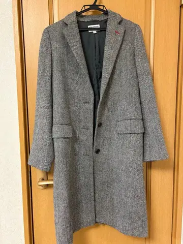 유니클로 헤링본 무늬 롱 코트 그레이