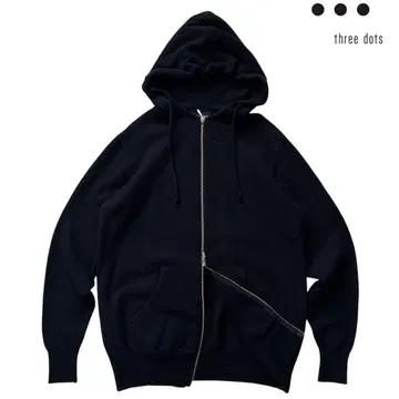 캐시미어 혼방 [쓰리닷츠] 니트 후드티 네이비