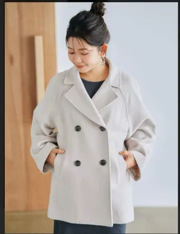 COHINA 울 미들 기장 코트 라이트 베이지