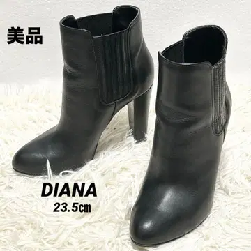 새상품급 DIANA 사이드 고어 숏부츠 7cm 힐 23.5cm 블랙
