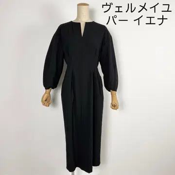 베르메이유 페예나 원피스 블랙 허리 쉐이프 퍼프 슬리브