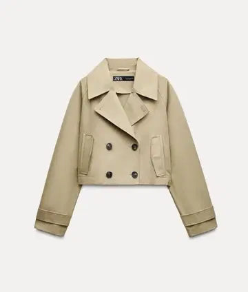 [새상품급] ZARA 크롭 기장 더블 브레스트 트렌치코트