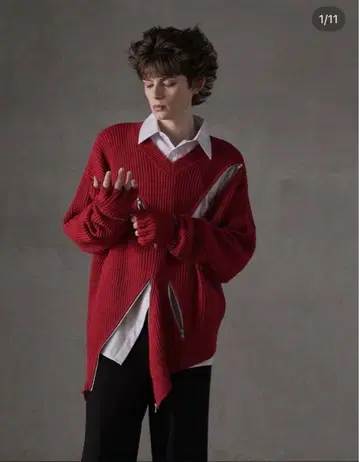 GRANCY ZIPDesign 비대칭 니트