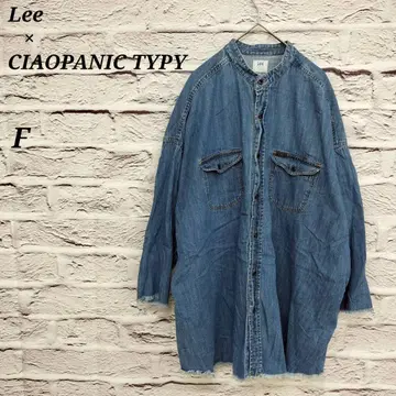 Lee F 데님 셔츠 차오패닉 티피 콜라보 상품 밴드 카라 블루