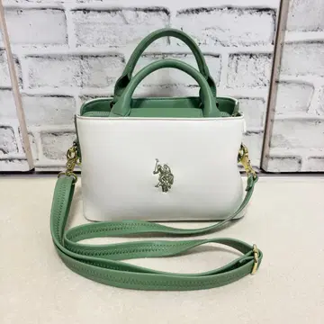 U.S. POLO ASSN 미니 핸드백 화이트 x 그린