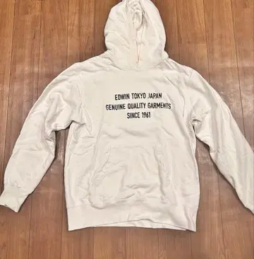 EDWIN 화이트 후드티 M