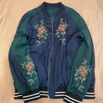 오키나와 자수 스카잔 네이비 그린