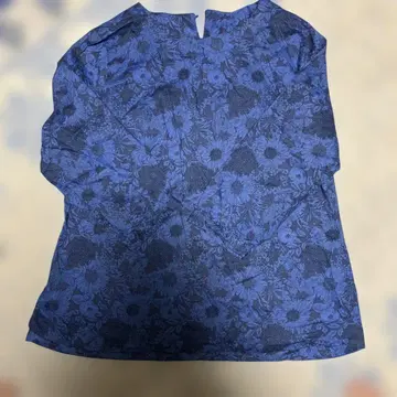 리버티 파란색 꽃무늬 7분 소매 셔츠