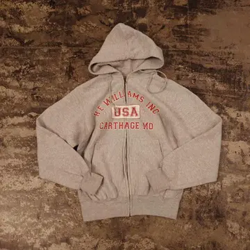 MV SPORT PRO-WEAVE USA 풀 집업 후드티 그레이 S