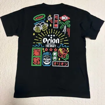 오리온 맥주 T셔츠 남성용 S 블랙 네온