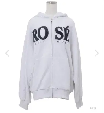 로제 뮤즈 Fur logo zip hoodie 라이트 그레이 새상품