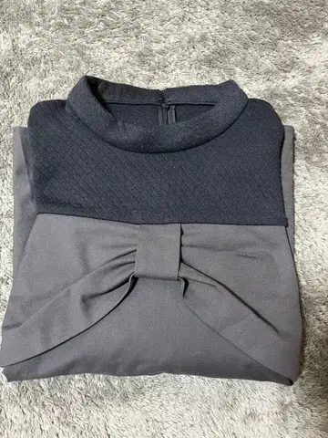 Ray BEAMS 리본 긴팔 상의 다크 네이비/그레이