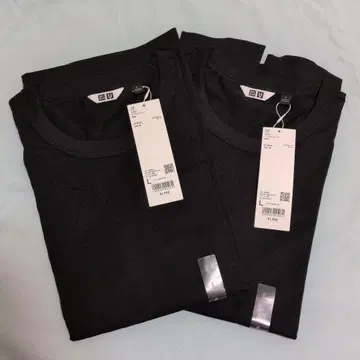 수피마 코튼 UNIQLO 블랙 긴팔T L 2개입 긴팔+ 480081