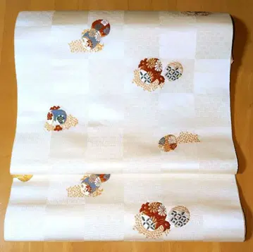 순수 실크 육통 패턴 나고야 오비 (미재단)