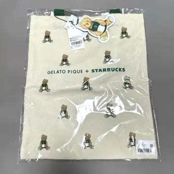 스타벅스 젤라또피케 베어 패턴 토트백 아이보리