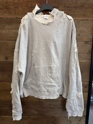 REAYMADE 데미지 가공 후드 부착 후드티