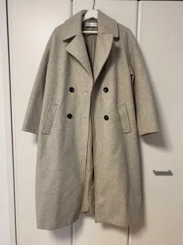 ZARA 베이지 더블 브레스트 롱 코트 XS