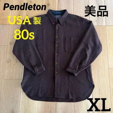 80s USA제 펜들턴 울 셔츠 플란넬 셔츠 브라운 XL