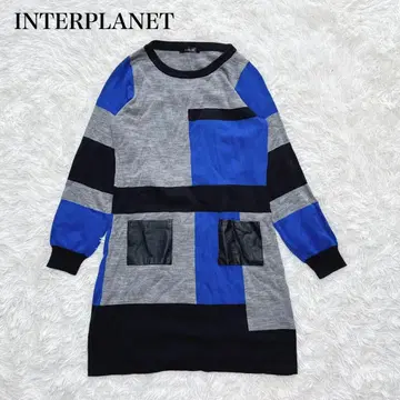 인터플래닛 절개 니트 원피스 울 혼방 빅 사이즈 개성있는 일본제