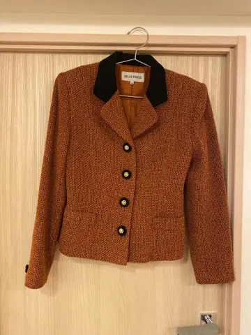 오렌지 트위드 테일러드 자켓