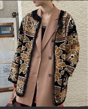 ameri vintage RUG PATTERN KNIT JACKET