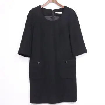 새상품급 ADORE 7부 소매 블랙 멜톤 울 원피스 포멀 36