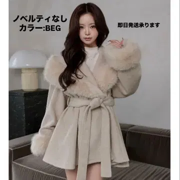 Darich 허리 벨트 프린세스 라인 코트 베이지