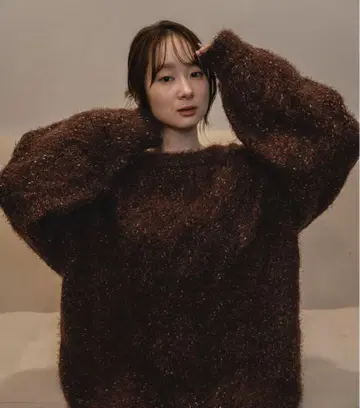 mideal mix color cable tunic 니트 브라운