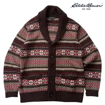 새상품급 [에디바우어] 미들 게이지 페어아일 숄카라 가디건