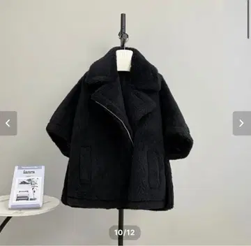 테디 테디베어 망토 케이프 코트 블랙