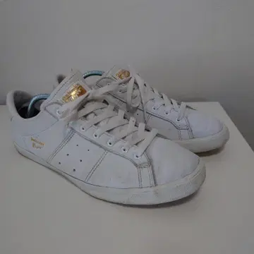 오니츠카타이거 화이트 가죽 스니커즈 골드 로고 27.5cm