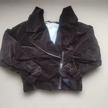 다크 브라운 코듀로이 크롭 자켓 안감 퍼 라이더스 걸리시