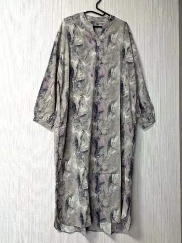 새상품급 미사용 그레이 계열 마블 무늬 긴팔 셔츠 롱 원피스 안티카