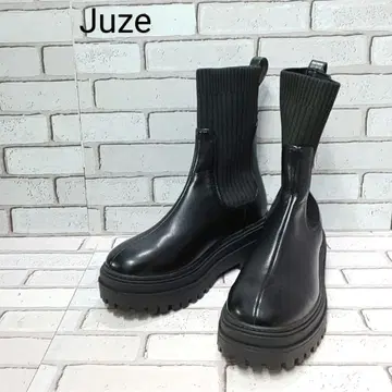 [ Juze ] 탱크 밑창 사이드 니트 부츠