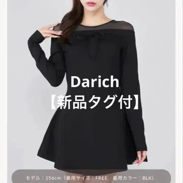 [택 포함 새상품] Darich 데콜테 시어 컷 미니 원피스 블랙 프리