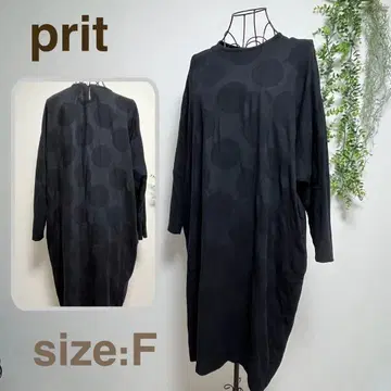 prit 프릿 도트 도트 무늬 자카드 원피스 블랙 일본제