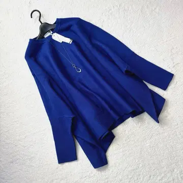 새상품 스콧 클럽 리브 소매 루즈핏 세련된 돌먼 니트 야마다야 블루