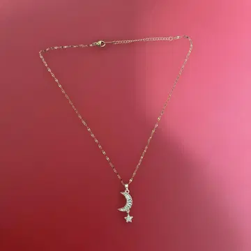 알레르기 대응 스테인리스 월과 별의 골드 톤 목걸이