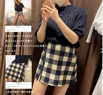 ZARA 완판템 깅엄 체크 패턴 미니 스커트